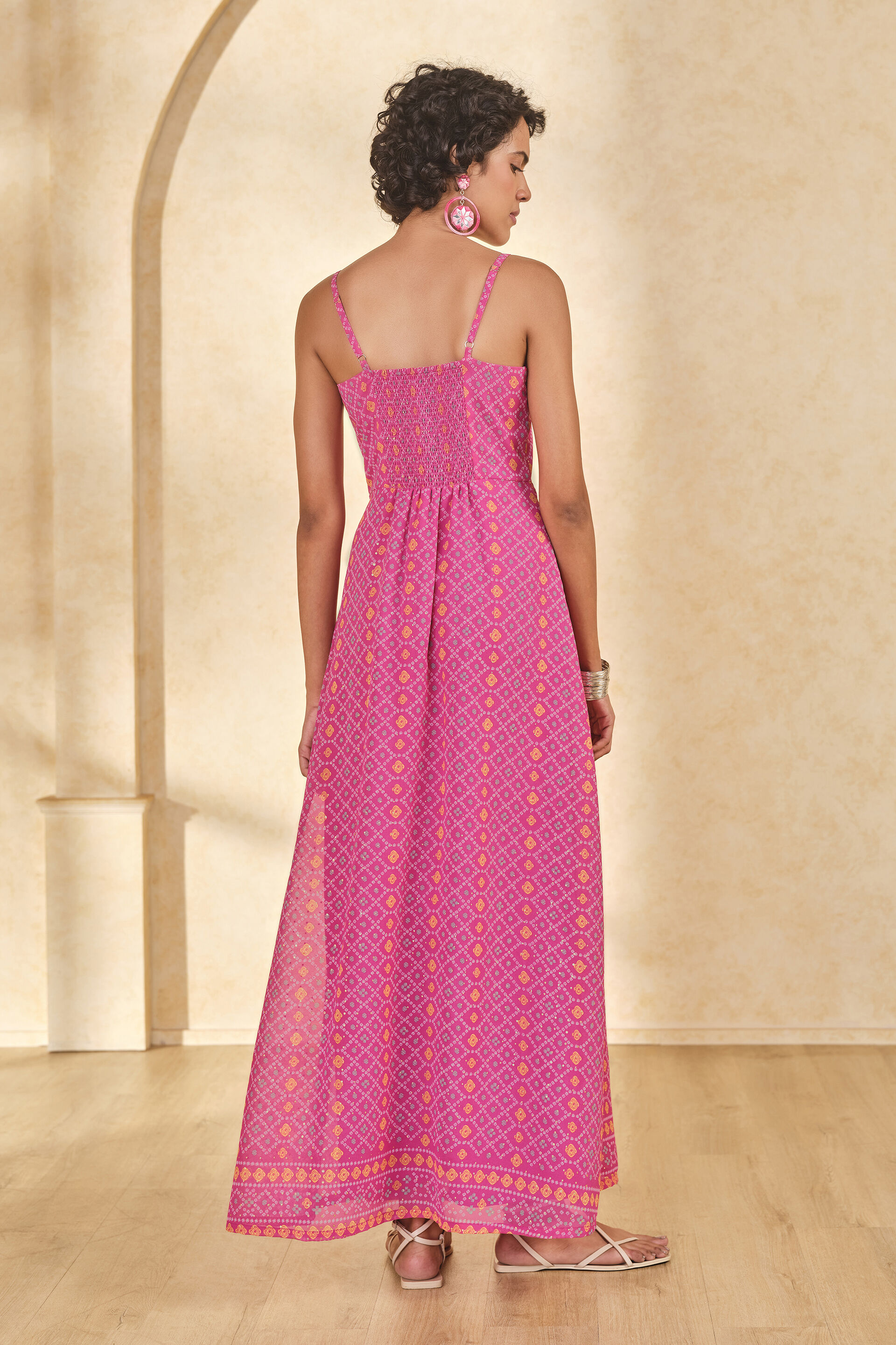 Pink Geometric Print Maxi Dress, Pink, image 6